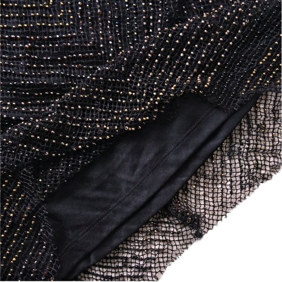 FREE PEOPLE Cold Shoulder Long Sleeve Beaded Deco Dress "Draw the Line" - Picture 8 of 9